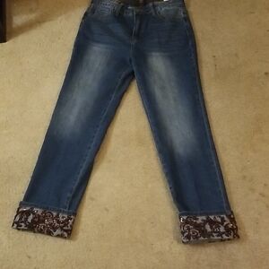 Slimsation By Multiples Blue Jeans with Embroidered Cuffs